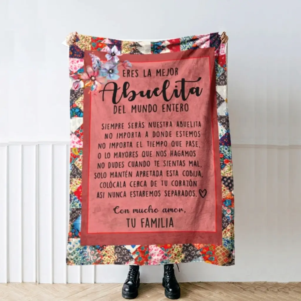 Manta Para Abuela Con Mensaje De Amor, Regalo De Nietos Para La Mejor Abuelita Del Mundo, Cobija Suave Sentimental Para Cumpleaños, Navidad o Día de la Madre - mex10064