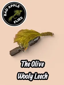 Bad Apple Flies The Olive Wooly Leech Hand-Tied Bead Head Streamer for Trout & Bass Fishing Lure Olive Wooly Leech Design for Enhanced Attraction