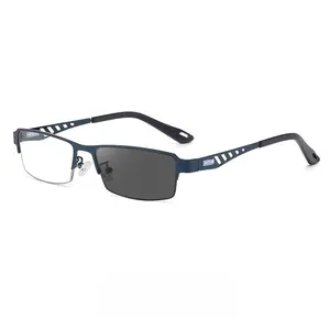 Men'S Adjustable Phochromic Reading Glasses with Anti-Blue Light Technology, Half-Frame Design & +1.00  +3.50 Magnification - Computer Eyewear for Digital Screens, Business & Everyday Use, -Eye Strain, Modern Oval Frame (1.0-3.5 Strength) Classic Metal