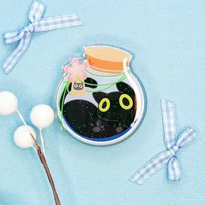 Cute Liquid Cat Bottle Epoxy Acrylic Phone Grips/Holder | Mikou Original Art Accessories Smartphone Cellphone Mount
