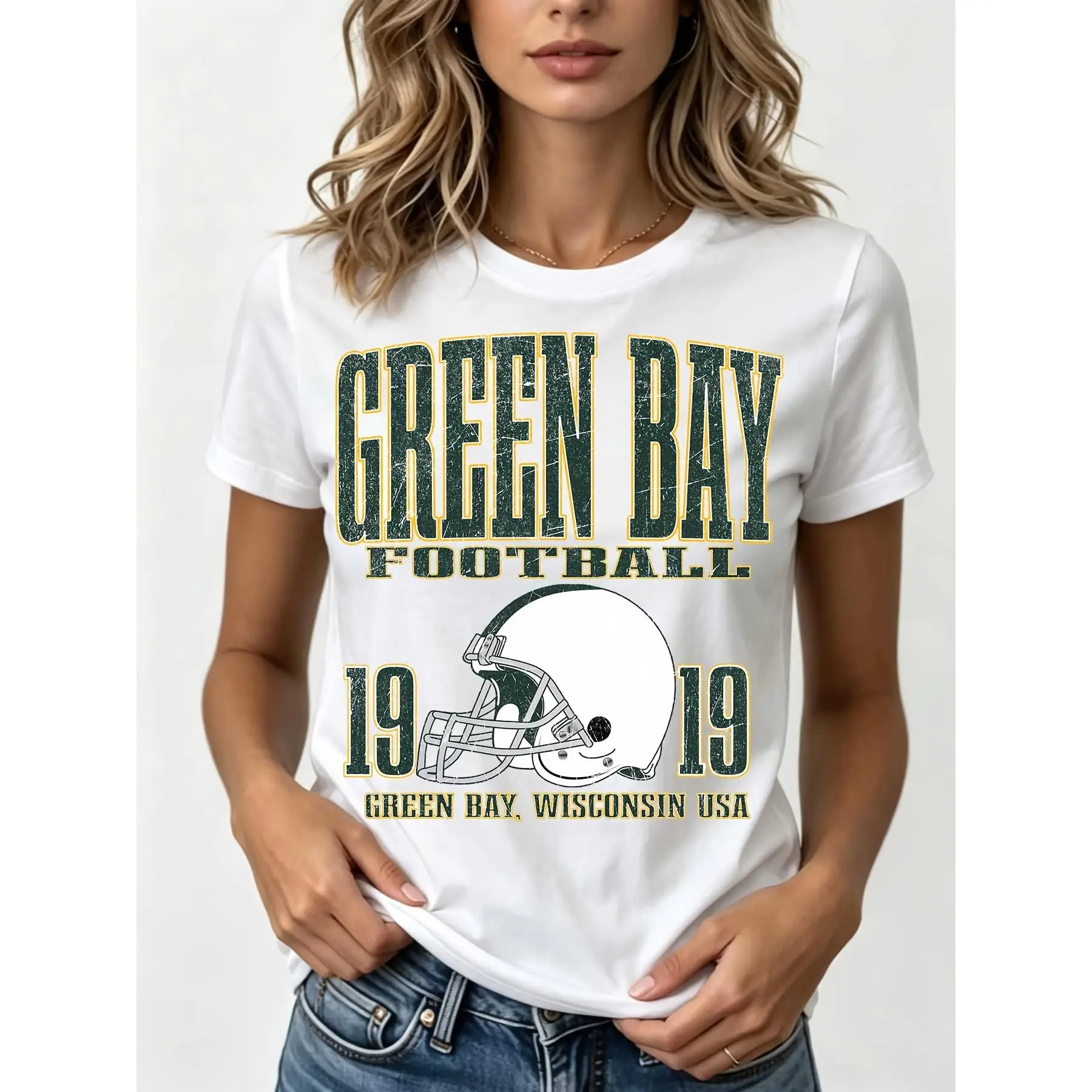 Green Bay Football 1919 Vintage Helmet T Shirt, Green Bay Usa Retro Sports Fan Tee, Casual Daily Wear Game Day Outfit, Father's Day Birthday Gift For Men Women