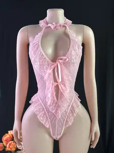 Front Open Straps, Lace Stitching, Mesh Yarn, Ladies Sexy Underwear,  Suit Lingerie for  Sexy Erotic Pink Classic Pure Desire Wind Red Lingerie Family Christmas Matching Pajamas Set Vacation Outfits Women's Leggings for Women Disfr Womenswear teddy Floral
