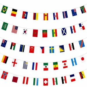 48 Competing Nations String Flag Banner 47FT, International Flags Bunting for Soccer Party, Bar,  School, Grand Opening, Garden Events