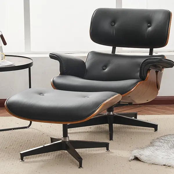 Mid Century Chaise Lounge Chair with Ottoman, Recliner With Ottoman,Faux Leather Soft Upholstered Armchair for Living Room, Luxury Ergonomic Modern Accent Chair for Living Room, Modern Chair Classic Design Minimal Interior