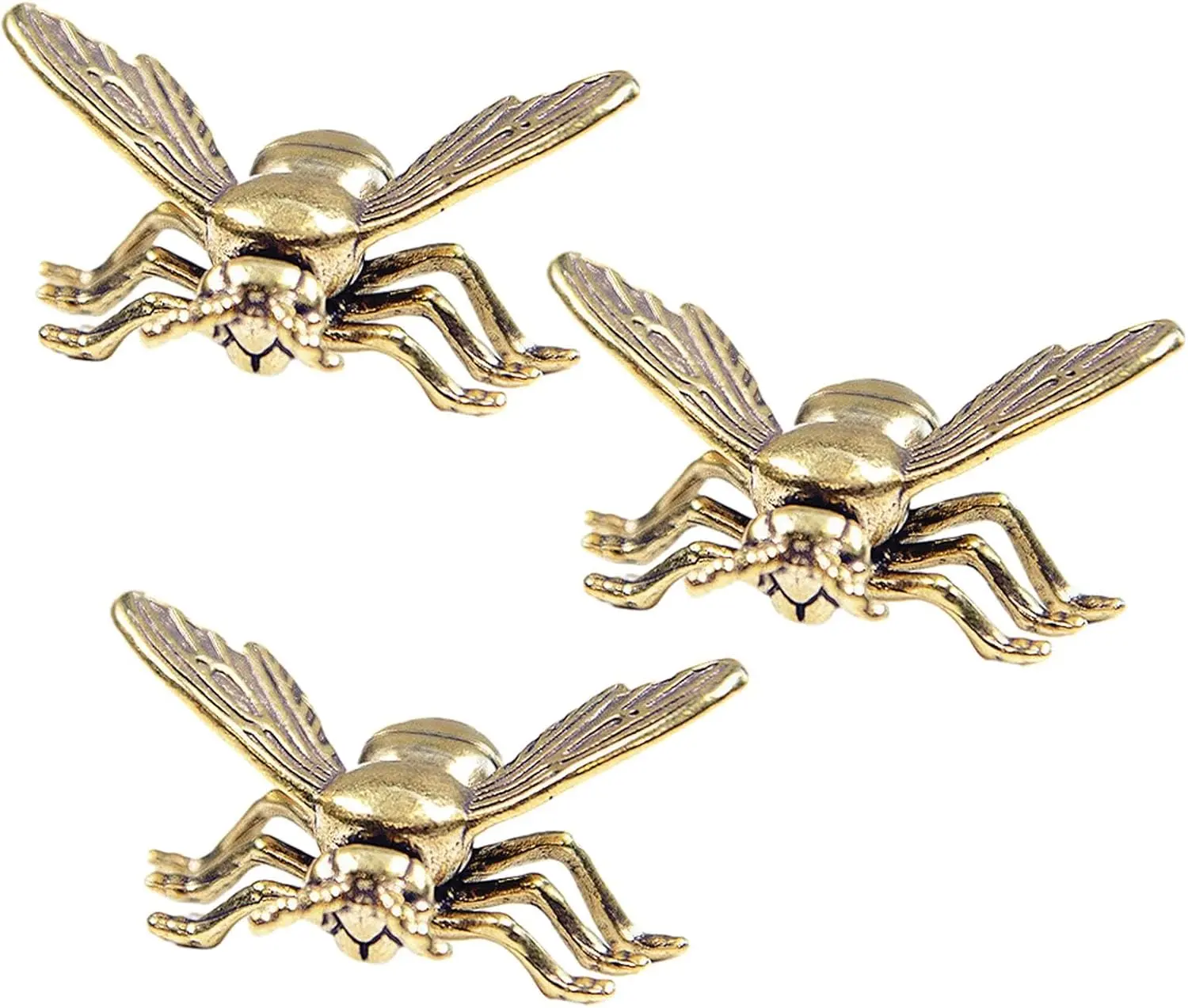 Gold Bee Figurines, Vintage Brass Bee Statues Decorative Animal Ornament DIY Craft for Home Office Garden Desktop Decor(Size:3PCS)