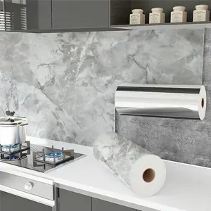 3D Thick Marble Texture Self-Adhesive Wallpaper Roll, Removable Heat Insulation Wall Decor for Living Room Kitchen Bedroom, Marble Backsplash Wallpaper