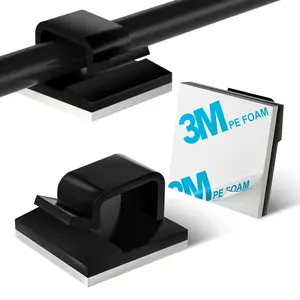100 count  Clips, Adhesive Wire Clips  Cord Clips Wire Holders,  Management Clips for Desk, Wall, , TV, Ethernet  (Black, Small)