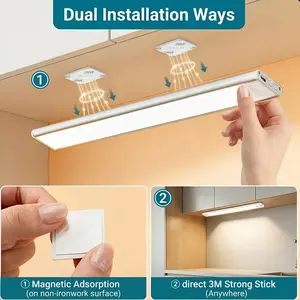 3 Ultra-Thin Cabinet Lights, Magnetic and Adhesive Installation, 3 Color Temperatures, 4 Smart Modes, Ideal for Galleries, Cafes, Offices