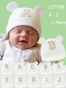 1 PC 26 letter Alphabet Design Baby Hat, Soft And Warm For Newborns, Suitable As A Gift For Mothers To Their Babies, Newborn Hats.(0-3M)