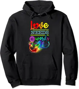 Autism Awareness Love Feather Rainbow Puzzle Infinity Pullover Hoodie - Diegobal Shop 21B0BVSWR74F