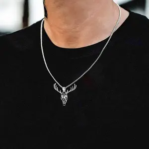FaithHeart Viking Deer Necklace Stainless Steel