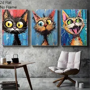 3-Piece Set, Adorable Cat Poster Collection Unique and playful designs The perfect gift for cat lovers Elevate your room's ambiance Frameless canvas prints, 2D flat art