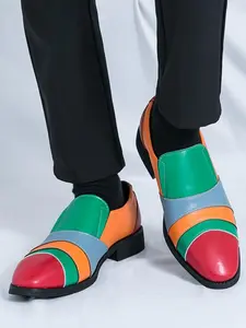 Men's Fashionable Colorblock Slip on Shoes, Casual Comfortable Breathable Flat Shoes for Daily Wear, Lightweight Breathable Shoes for Men