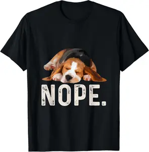 Cotton Short Sleeve Shirt, Nope Lazy Beagle Dog Lover Gift T-Shirt T-Shirt for Men Women Girls Adult size Streetwear,Menswear Casual Summer Tee,Fashion Gift