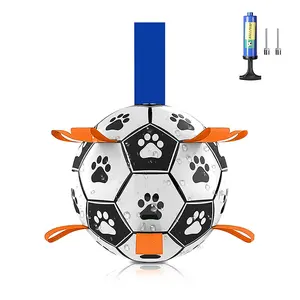 Dog Toys Soccer Ball, Interactive Dog Ball for Small & Medium Dogs, Air Pump Included, Durable Toy for Indoor, Outdoor, Waterplay