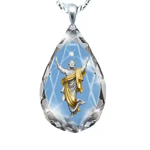 [Teardrop Jesus Pendant] An exquisite teardrop-shaped Jesus image pendant necklace, suitable for daily wear, gatherings, and religious ceremonies