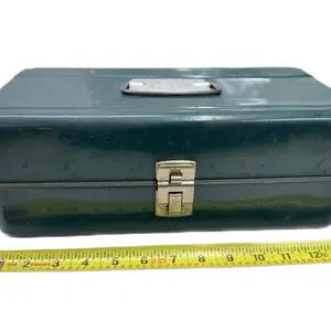 Blue Metal Tackle Tool Box Vintage - Nostalgic Blue Metal Finish for Shop Tackle Storage & Decorative Appeal USA