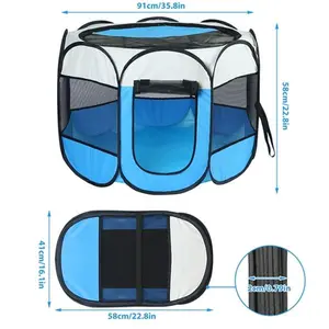 Portable Foldable Pet Tent Exercise Pen Kennel Removable Zipper Top and Bottom Water Resistant Indoor Outdoor Use For Dogs Cats Other Pets