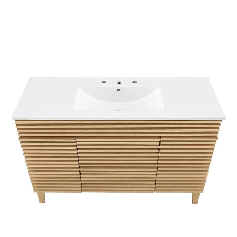 Modway Render 48" Single Sink Bathroom Vanity in Oak White