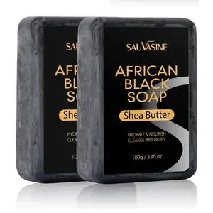 It's Pure Natural African Black Soap Bars with ExtraRich Shea Butter (Pack of 2) Organic Raw Soap forFace Body Care Body Wash Skin Repair Moisture
