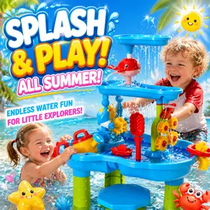4-in-1 Sand and Water Table, Outdoor Kids Stuff, Kids Outdoor Play Beach Toy Set, Ideal for Toddler Holiday Birthday Gifts Water Activity Tables Summer Gift Toys for Outside Backyard Water Activity Tables Summer Gift Toys for Outside Backyard