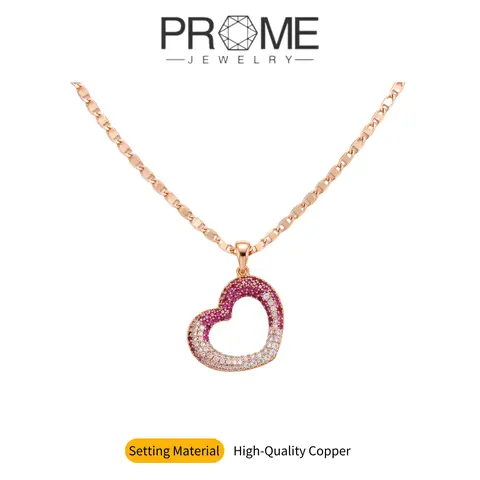 (CN087) Women's 5A Cubic Zirconia Gradient Heart Necklace Chain, Sparkling Jewellery Pendant with Layered Stones, 18in (45cm) Elegant Zircon Gemstone Necklace for Birthday, Anniversary Gifting