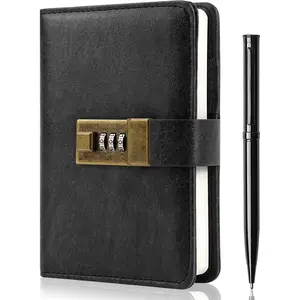 Journal with Lock, Diary with Lock, Password Notebook, Pen & Gift Box - Perfect for Men and Women, 4.3X 6.18in Black, Keep Your Secrets Safe