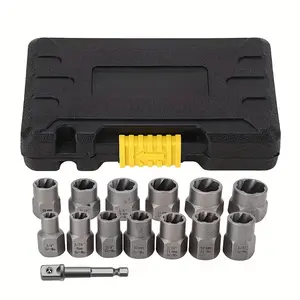 14pcs Nut Extractor Set |   Tool for Removing Nuts with 13 Bolt And Nut Extractors, Plus 1 Hex Socket Adapter for 1/4" to 3/8" Drives