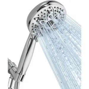 6-Setting Shower  with Handheld,  High  Hand held Shower , 4.7 Inch Chrome Detachable Showerhead Set with 59 Inch Stainless Steel Hose and Adjustable Showerhead Holder