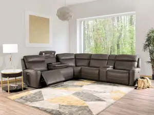 CM9923GY-PM 3 pc Edmondus dark gray leatherette sectional sofa with power recliner ends power adjustable headrests