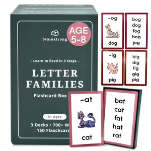 750 Phonics Words | Ages 5-8 | Short/Long Vowels, Consonant Blends | Learn to Read | Brainstrong Premium 3 Box Set - 150 Flashcards