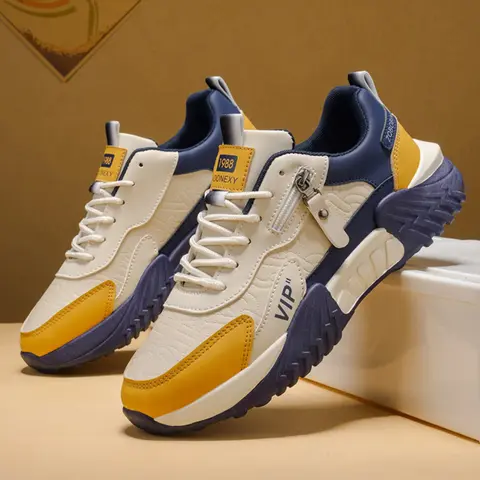 Men's Casual Shoes, Striped Design, PU Upper Material, PVC Sole, Less Than Ankle Height, Comfortable Daily Wear, Sneaker