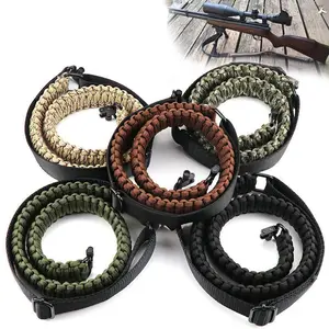 2 Point Paracord Gun Rifle Sling with Swivels and Quick Adjustable Length Rifle Strap TanCamo and Green