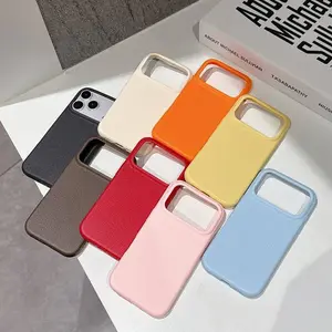 Premium Litchi Grain Real Leather iPhone Case Compatible with MagSafe, Anti-Fingerprint Clear Grip Slim Protective Cover with Soft Microfiber Lining, Shockproof for 12/13/14/15/16/17 Pro/Pro Max/Plus/Air