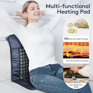 Far Infrared Heating Pad for Back, 5X Deeper Pain Relief, 126 Natural Pure Jade Heating Pad, 31"x 21"