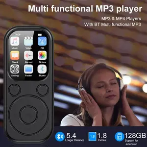 Portable MP3 Player 1.8 Inch Type-C Bluetooth 5.4 Compatible Touch Keys Music Stereo With HiFi Speaker FM Radio Recording E-Book