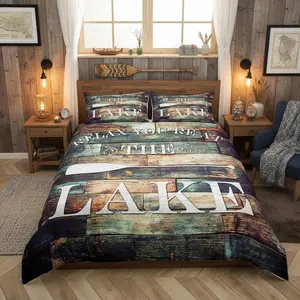 Vintage Old Wood Board Duvet Cover Set 3Pcs Rustic Farmhouse Style Comforter Cover 3D Print Brown Green Quilt Cover for Kids Boys Girls Adult Cabin Room Decor King Size