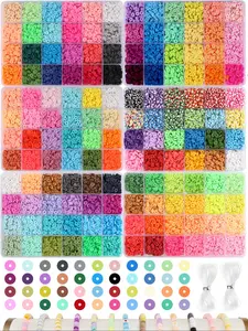 4800pcs Soft Clay Beads Bracelet Making Kit, Friendship Bracelet Set, Flat Beads for Jewelry DIY, Necklace Handmade Gift, Bead Assortment