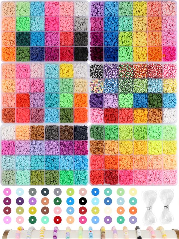 4800pcs Soft Clay Beads Bracelet Making Kit, Friendship Bracelet Set, Flat Beads for Jewelry DIY, Necklace Handmade Gift, Bead Assortment