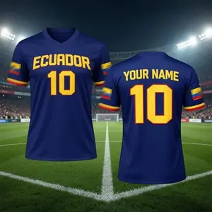 [Custom Name] Personalized Ecuador Soccer Jersey, Custom Name and Number Football Shirt, Ecuador National Pride Fan Apparel, Blue Yellow Soccer Supporter Tee, Unisex Sportswear, Match Day Outfit, Gift For Ecuador Football Fans