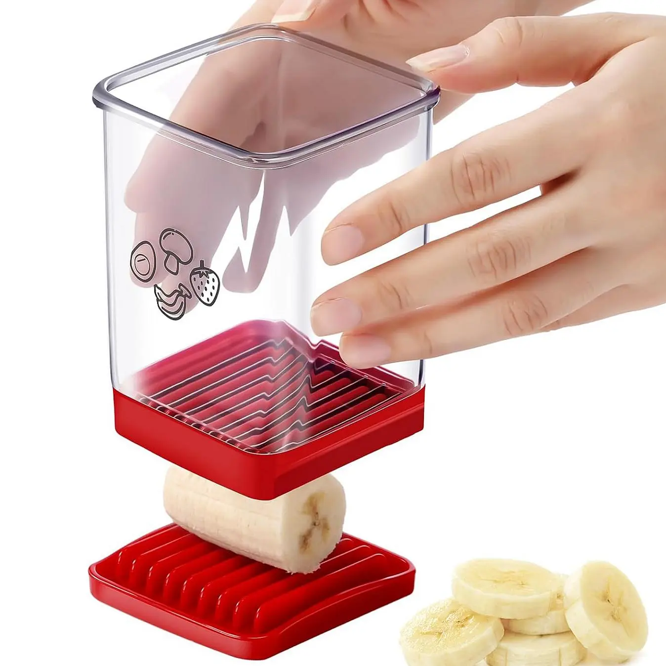 Multifunctional Fruit and Vegetable Slicer, Portable Cup-Style Kitchen Slicer, Veggie Cutter and Egg Cutter with Stainless Steel Blade, Strawberry and Vegetable Cutting Tool, Durable Vegetable Slicer