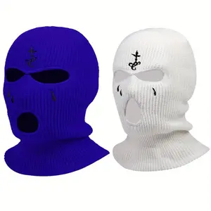 2pcs/Set Street Men'S Masked Ski Mask for Men, Autumn and Winter Outdoor Three-hole Pasamontanas Para Hombre, Fashion Two Wear Warm ted Ski Masks & Outdoor Riding Warm Hat, Ski Mask for Men, White Ski Mask, Snow Gear Men, Fuzzy Ski Mask