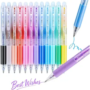 12 Colors Retractable Erasable Gel Pens, Retractable Fine Point Erasable Pens,Make Mistakes Disappear Colored Pens Clicker for Drawing, Colored Pens Grabbie Gel Pens for Writing, Planner & Note Taking