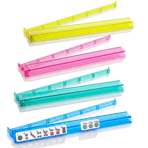 Mahjong All-in-One Tile Rack & Pusher, Clear Acrylic Mahjong Rack and Pusher Combo, Modern American Mahjong Tile Racks, Set of 4, Multi Color