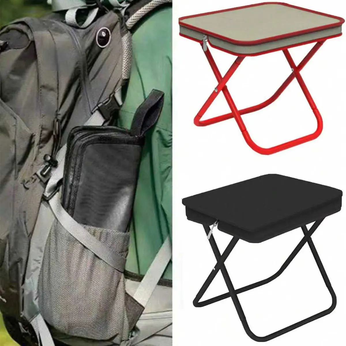 Outdoor Folding Chair, Portable Picnic Chair, Folding Picnic Chairs, Portable Seat for Camping Travel Fishing, Adjustable Zipper Small Bench, Ideal for Outdoor Activities, Portable Backpack Chair, Lightweight Foldable Chair