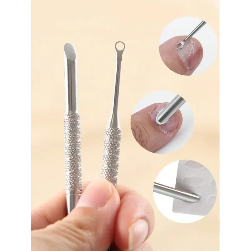 Nail Double-Ended Stainless Steel Circle Beveled Head Cuticle Pusher Remover Manicure Sticks Tool, Nail Care Tool, Nail Supplies, Nail Salon Supplies, Manicure Pedicure Tools