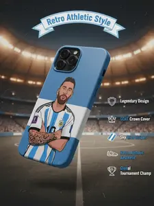 Legendary Number 10 Phone Case GOAT Crown Cover - Fits iPhone 17 16 15 14 13 Pro Max Plus Sky Blue Striped Global Tournament Champion Retro  Aesthetic style