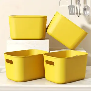 1 counts-Plastic Storage Bins-Multipurpose Organizers For Snack, Underwear, Kitchen Essentials, Durable Dorm Baskets With Handles