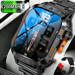 COANR Active 3 PRO 2026 new 1200 mah battery, 21 days of use, 2.01 "outdoor men's smartwatch - touch screen Waterproof Activity Monitor Wireless Call 100+ Sports Mode iPhone Android Sync Rugged IP68 waterproof black