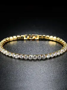 Elegant Rhinestone Decorated Tennis Chain Bracelet, Exquisite Trendy Bracelet for Women & Men, Fashion Jewelry Accessories for Daily & Party Decoration, Rhinestone Bangle Bracelet